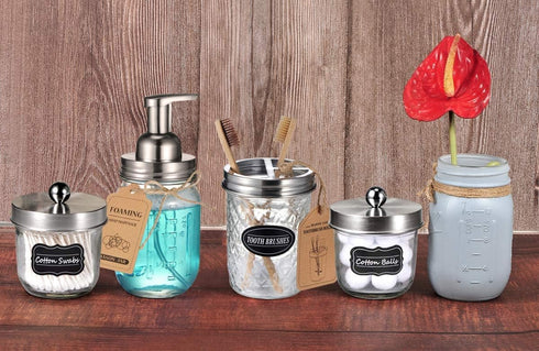 Amolliar Mason Jar Foaming Soap Dispenser Pump Lids, Rustproof Stainless Steel Lid Plastic Pump for Regular Mouth Mason Jar, Kitchen Bathroom Farm...