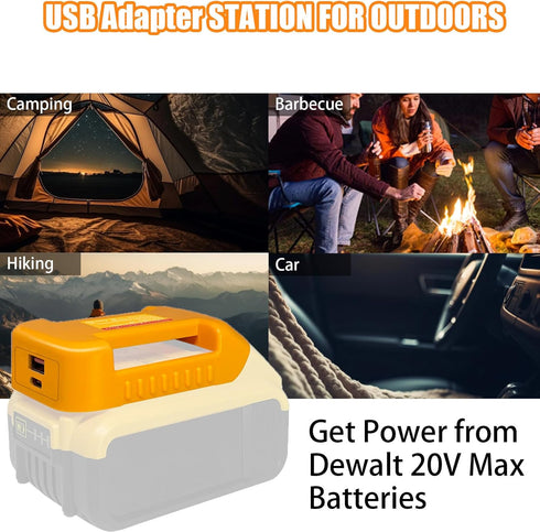 USB Power Tool Battery Chargers for Dewalt 20V Li-ion Battery ?USB Charger Adapter with USB-A&USB-C 2.1A Fast Charge Ports...