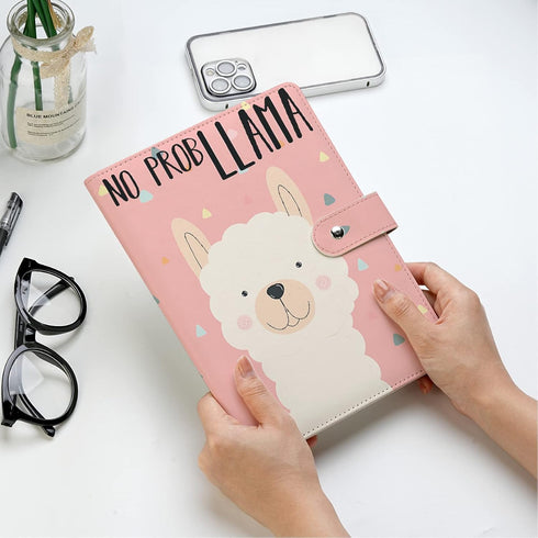 Animals Lover Gift Animals Leather Portfolio Folder A5 Size Just A Girl Who Loves Stitch/Frogs/Foxes/Turtles/Llamas/Narwhals/Eeyore Folder (Pink L...