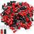 Insulated Fork Spade Wire Connector, 200Pcs AWG22-16 U Type Electrical Crimp Terminals (100 Pcs Red +100 Pcs Black)...