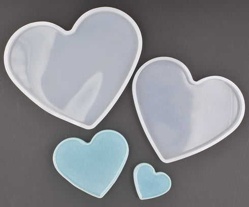 4Set Love Heart Shape Epoxy Mold - Size 18cm, 15cm, 10cm, 5.2cm DIY Resin Casting Silicone Mold (Not Deep Heart)...