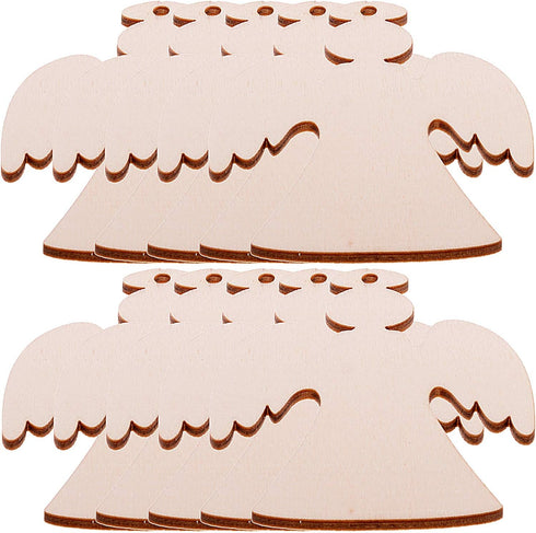 Pack of 50 Wooden Crafts to Paint 3 inch Christmas Tree Hanging Ornaments Unfinished Wood Cutouts Christmas Decoration DIY Crafts (Wooden Angel Cu...