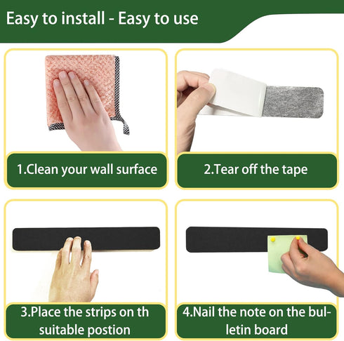 Bulletin board, Jeethemy Felt Pin Board Bar Strips, Self Adhesive Cork Boards for Walls with 35 Push Pins for Bedrooms Offices Home Decoration,8 P...