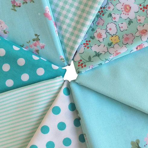 8pcs 18 x 22inches (46x56cm) Cotton Fabric Green Pattern Pre-Cut Quilt Squares Fat Quarters Fabric Bundles for Sewing and Quilting...