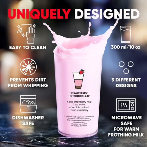 POWERLIX Milk Frother Handheld Battery Operated Electric Foam Maker For Coffee, Latte, Frappe, Matcha, Drink Mixer With Stainless Steel Double Whi...
