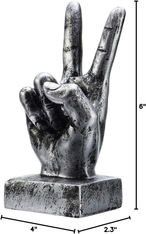 Nice purchase Hand Finger Gesture Desk Statues Fingers Sculpture Creative Home Living Room Cabinet Shelf Decoration (Victory Gesture in Silver)...