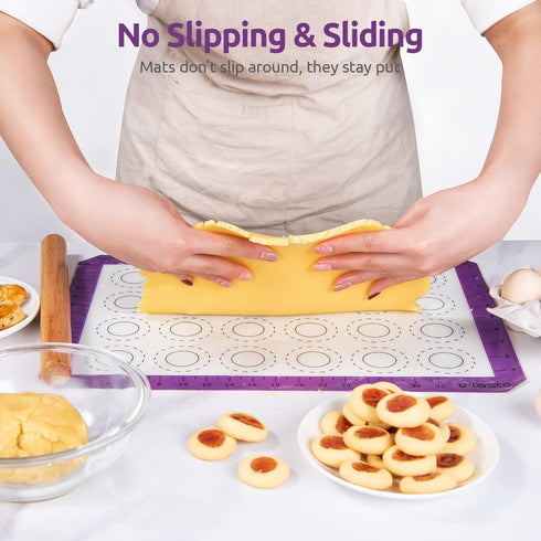 U-Taste 446ºF Heat Resistant Macaron Silicone Baking Mat, Non Stick Reusable Cookies Pastry Sheet Liner with Edge Enhancement Circle Measurement f...