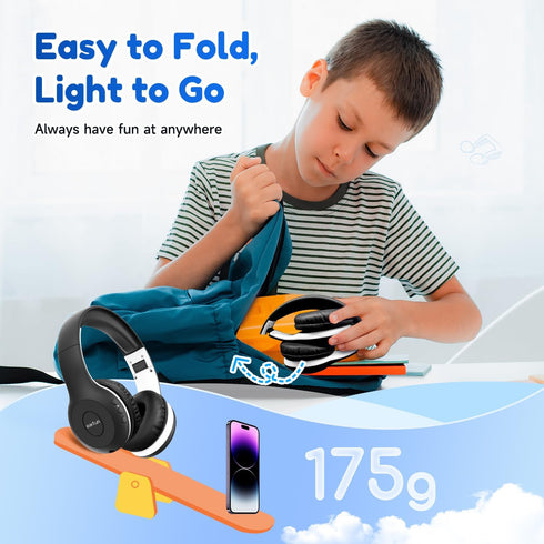 EarFun Kids Bluetooth Headphones, K2 Kids Headphones with Volume Limited, 40H Playtime, Bluetooth 5.4 Headphones with Mic, Stereo Sound, Foldable ...
