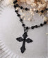 Gothic Bead Cross Necklace,Punk Black Cross Pendant Beaded Necklace for Men Women,Layered Cross Choker Necklace,Goth Gothic Y2k Necklaces,Hallowee...