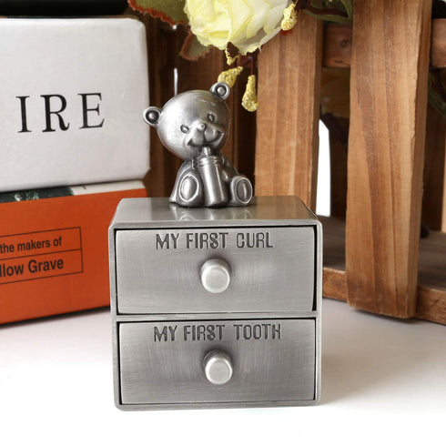 Mogoko Silver Tooth Box, Baby First Tooth and Curl Keepsake Box Set, Kids Teeth Fairy Holder for Boy or Girl...