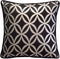 Satin Circle Lattice Black-Silver 16"x16" Pillow Cover Case Square Decorative Geometric Pattern Sham with Black Satin Piping for Home Decor, Sofa,...