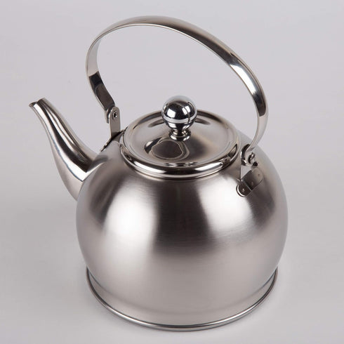 Creative Home Royal Tea 1.0 Quart Stainless Steel Stovetop Tea Kettle with Removable Infuser Basket Folding Handle Capsulated Bottom for Even Heat...