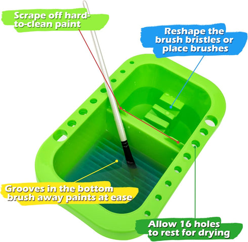 MyLifeUNIT Paint Brush Cleaner, Paint Brush Holder and Organizers with Palette for Acrylic, Watercolor, and Water-Based Paints (Lawn Green)...