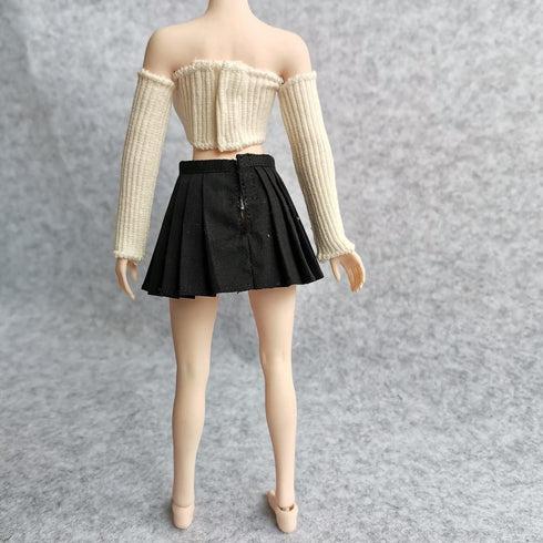 1/6 Scale Figure Clothes Sweater Top+Skirt Outfit Costume for 12 inch Female Action Figure Phicen/TBLeague (White)...