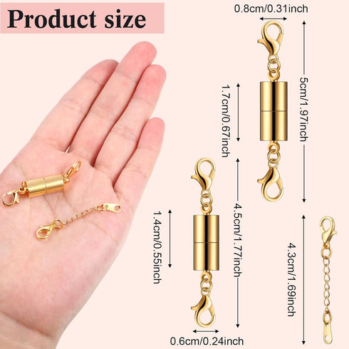 8 Pieces Magnetic Jewelry Clasps for Necklace Closures Screw Locking Necklace Clasp Magnetic Lobster Connector Jewelry Clasps Closures with 43 mm ...