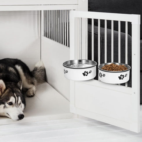 2 Pack Dog Crate Kennel Water Bowl No Spill, Hanging Stainless Steel Dog Bowls Attach to Kennel Cage Crate, Food Water Bowl Dish for Medium Small ...