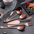 6-Piece Copper Serving Flatware Silverware Set,Stainless Steel Serving Utensil Set,Include Cake Server, Slotted Serving Spoon, Serving Spoon, Cold...