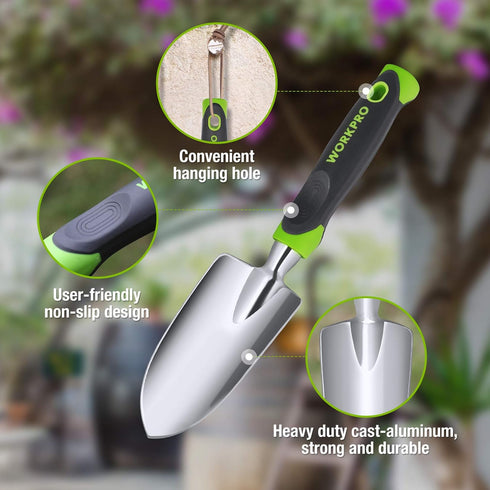 WORKPRO W152003 Garden and Flowerbed Hand Trowel, Heavy Duty Cast-Aluminum (Single Pack)...