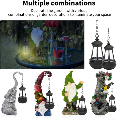 Replacement Solar Light Parts Garden Statue Gnome Solar Light Replacement Plastic Solar Hanging LED Lantern for Outdoor DIY Fairy Garden Decor Gno...