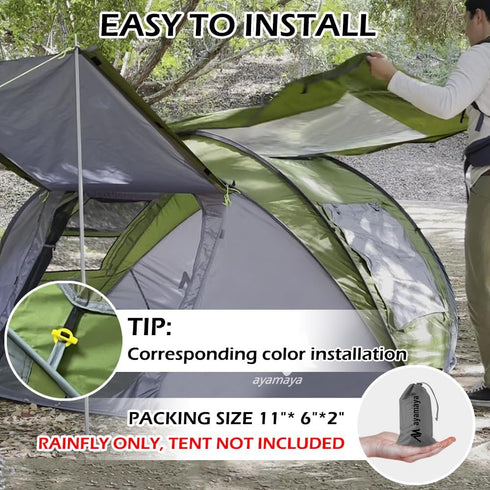 Transparent Tent Tarp Replacement for Ayamaya 4 Person Pop up Tent,Clear Part of Camping Rain Tarp Over Tent 3.7 * 3.4ft,Wide Field of View in Rai...