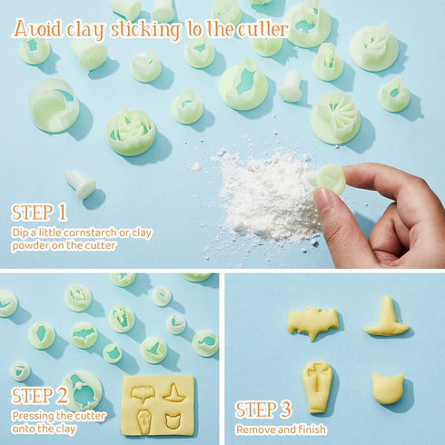 Tessco Set of 22 Small Polymer Clay Cutters for Earrings Valentine Mini Polymer Clay Molds Elf Pumpkin Heart Shaped Clay Earring Cutters for Jewel...