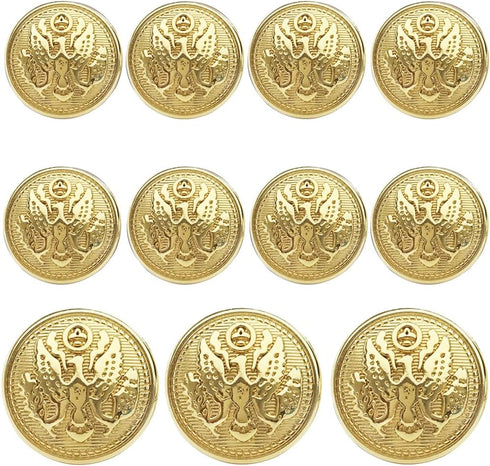 11 Piece Blazer Button Set - for Blazer, Suits, Sport Coat, Uniform, Jacket (Gold 11 Piece 2#) 15MM 20MM...