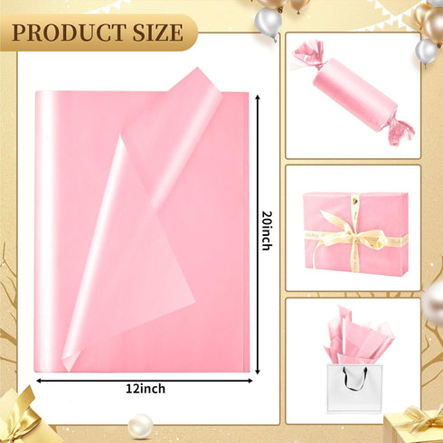 50 Sheets Pink Tissue Paper for Gift Bags - 14 x 20 Inches Recyclable Pink Wrapping Paper for Weddings Birthday DIY Project Christmas Gift Wrappin...