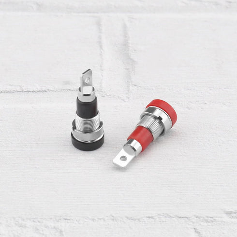 10Pieces 4mm Female Adapter Banana Jack Plug Audio Speaker Banana Plug Type Test Connector Panel Mount Banana Socket Jack Plug (5X Black, 5X Red)...