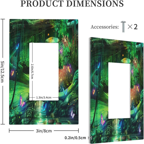 Decorative Switch Plate Covers Forest Spring Enchanted Fairy Wonderland Green Ground 1 Gang Single Decora GFCI Device Light Switch Cover 1 Rocker ...