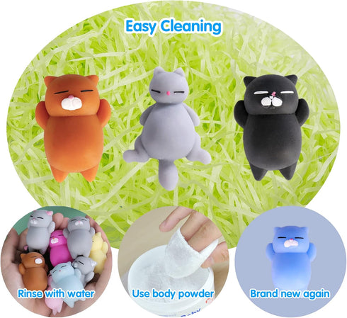 16pcs Mochi Squishy Toys Set, Mini Kawaii Animals Squishies Pack Fidget Toys for Kids - Cat Party Favors, Fidget Toys Packs, Birthday Gifts for Bo...