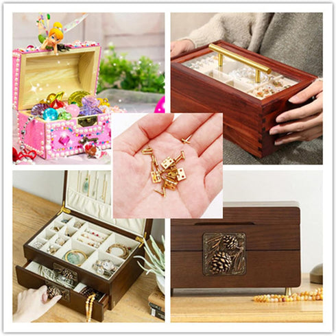 Mini Hinge Clips Dollhouse Furniture Jewelry Wooden Box Cabinet Door Brass Hinges Miniature Accessories Wooden Music Box Wine Case Hinge with Scre...