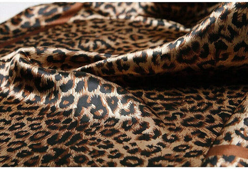 Large Square Black Tan Brown Leopard Cheetah Animal Print Polyester Silk Scarf Women's Scarves Hijab Shawl Pashmina Headband Bandana 36" x 36" inc...