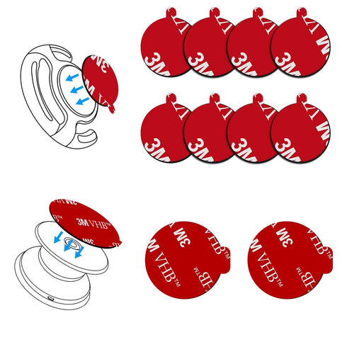 volport 3M Sticky Adhesive Replacement Compatible with Socket Mount Base, 10 Pack VHB Sticker Pads for Car Magnetic Phone Holder and 2pcs 1.38 Inc...
