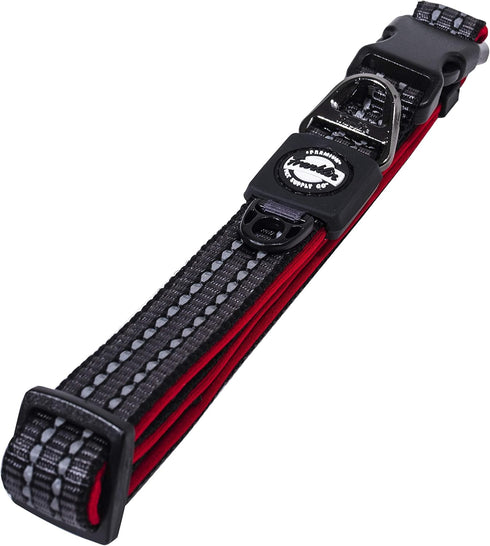 Nylon Dog Collar – Reflective – Franklin Pet Supply Co™ – Comfort Fit – Neoprene – Adjustable – Small – Red...