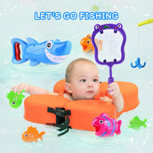 Bath Toys Baby Bath Essentials Fishing Pole Games Swimming Shark Grabber Water Table Pool Bath Time Infant Bathtub Toy Set Non Toxic Mold Free Bat...