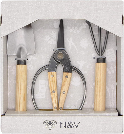 N&V Bonsai Scissors Set, 3 Pcs Set Including Bonsai Scissors, Mini Rake and Mini Shovel, For Arranging Flowers, Trimming Plants, For Grow Room or ...