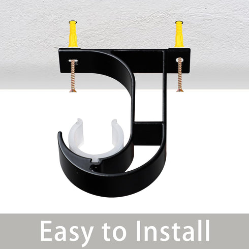 Generic 4 Pack Curtain Rod Ceiling Mount Bracket, Heavy Duty Curtain Rod Holder with Matching Screws, Aluminum Alloy Closet Rod Holder with Plasti...