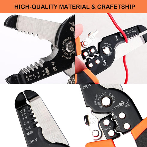 Wire Stripper Crimper Pliers Set for AWG 10-22, 2 PCs Wire Stripping Crimping Tool, Wire Strippers with Wire Cutter for Stripping Solid Wires, Cri...