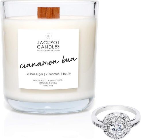 Jackpot Candles Cinnamon Bun Candle with Ring Inside (Surprise Jewelry Valued at $15 to $5,000) Ring Size 7...