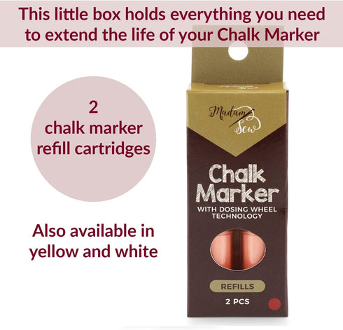 Madam Sew Chalk Fabric Marker for Sewing, Quilting & Crafting | Red |Tailors Liner Pen Creates Consistent Erasable Lines with Dosing Wheel Technol...