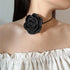 Lace Flower Choker Necklace for Women Girls Handmade Boho Black Blue Camellia Rose Flowers Velvet Floral Lace-up Adjustable Necklace for Wedding B...