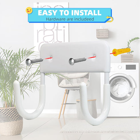 BiJun Ironing Board Holder Wall Mount, Ironing Board Hanger with 5 Inch Length, Iron Board Hook Wall Mount for Laundry Rooms (White)...