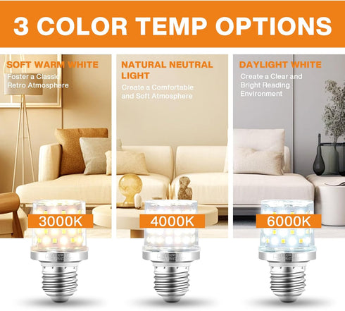 MIAOKE E26/E27 LED Bulb,10W Three Color Mode Dimmable Light Bulbs?900Lumen Light Bulb?Can Reduce Energy Consumption by 90%?Spiral Light Bulbs are ...