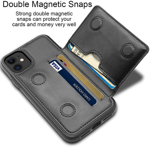 LakiBeibi Case for iPhone 11 with Card Holders, Dual Layer Lightweight Slim Leather Wallet Case Flip Folio Magnetic Lock Protective Case for Apple...