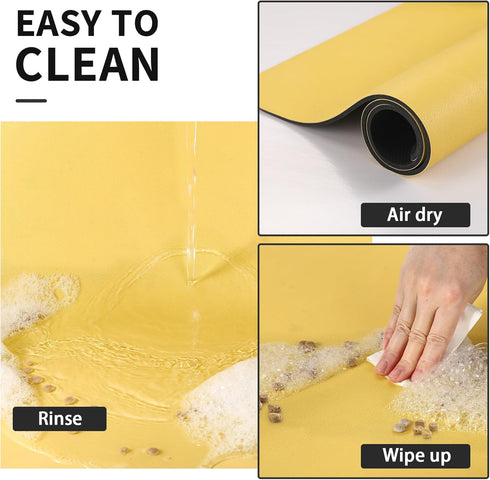 Pet Feeding Mat - Yellow 12"x 19" | Absorbent Dog Mat for Food and Water, No Stains Cat Bowl Mat, Easy to Clean Pet Placemats, Quick Dry Dog Water...