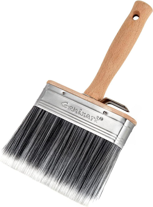 Deck Stain & Sealer Block Paint Brush - 5-inch Big Fence Stain Brush, Large Masonry Paintbrush - Wide Limewash for Brick Concrete Walls - Wooden B...