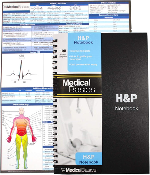 H&P notebook - Medical History and Physical notebook, 100 medical templates with perforations...
