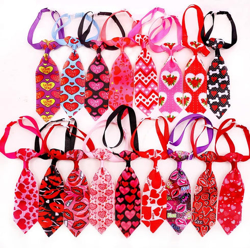 18pcs Valentines Day Dog Neck Ties, Bulk Adjustable Pink Red Small Dog Collar Ties, Valentines Day Love Rose Kiss Pattern Dog Ties for Holiday Dog...