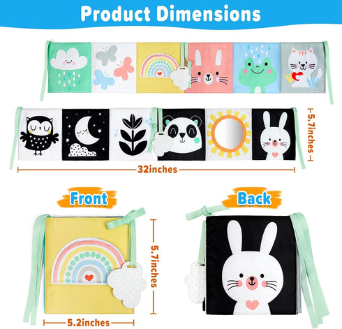 OKOOKO Black and White Baby Book High Contrast Baby Toy 0-6 Months Baby Soft Book Tummy Time Toy Crib Stroller Toy Montessori Sensory Toy Early Ed...