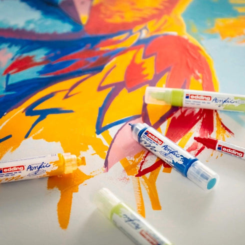 edding 5300 acrylic marker fine - sunny-yellow - 1 waterproof acrylic paint marker - fine round nib 1-2mm - acrylic paint pen for drawing on canva...